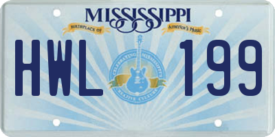MS license plate HWL199