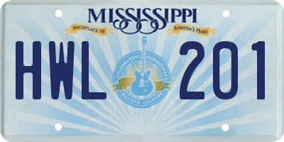MS license plate HWL201
