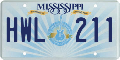 MS license plate HWL211