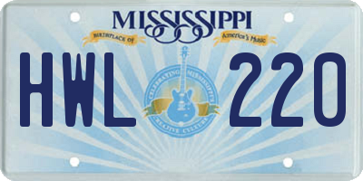 MS license plate HWL220