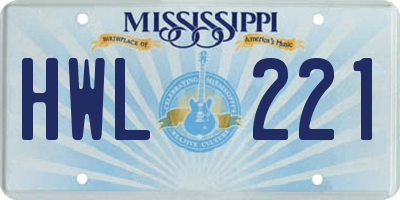 MS license plate HWL221