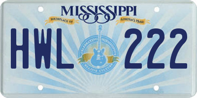 MS license plate HWL222