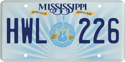MS license plate HWL226