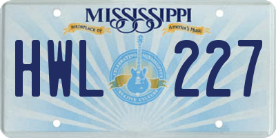 MS license plate HWL227
