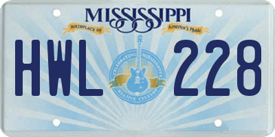 MS license plate HWL228