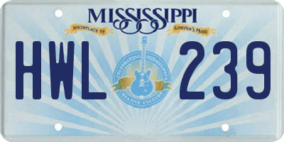 MS license plate HWL239