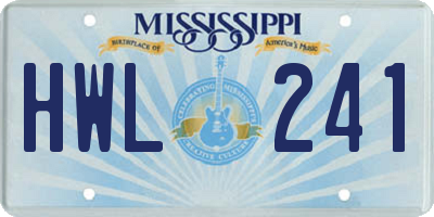MS license plate HWL241