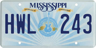MS license plate HWL243