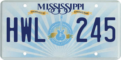 MS license plate HWL245