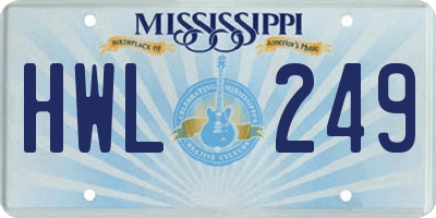 MS license plate HWL249