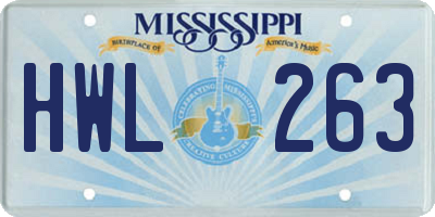 MS license plate HWL263