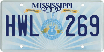 MS license plate HWL269