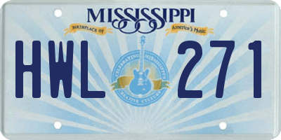 MS license plate HWL271