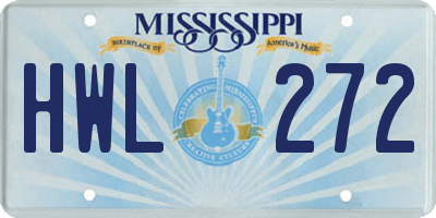 MS license plate HWL272