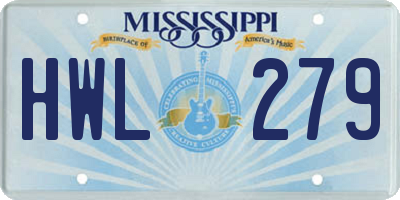 MS license plate HWL279