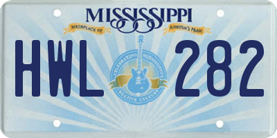 MS license plate HWL282