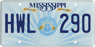 MS license plate HWL290