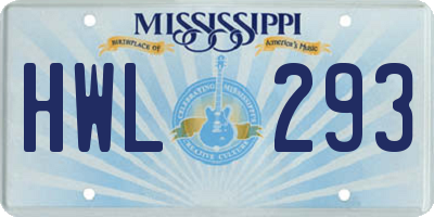 MS license plate HWL293