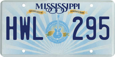 MS license plate HWL295