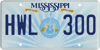 MS license plate HWL300