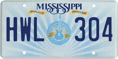 MS license plate HWL304