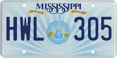 MS license plate HWL305