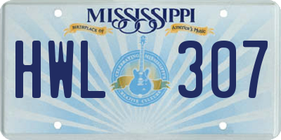 MS license plate HWL307