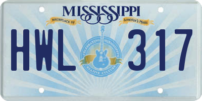 MS license plate HWL317