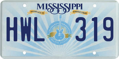 MS license plate HWL319