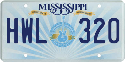 MS license plate HWL320