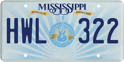 MS license plate HWL322