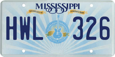 MS license plate HWL326