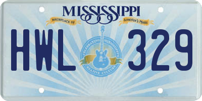MS license plate HWL329