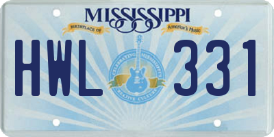 MS license plate HWL331