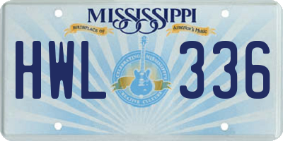 MS license plate HWL336