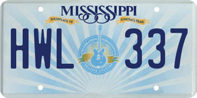 MS license plate HWL337