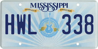 MS license plate HWL338