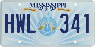 MS license plate HWL341