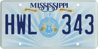 MS license plate HWL343