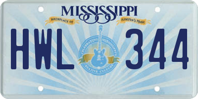 MS license plate HWL344
