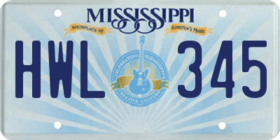 MS license plate HWL345
