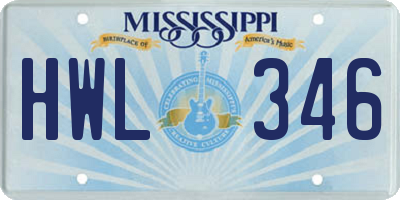 MS license plate HWL346