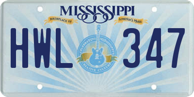 MS license plate HWL347