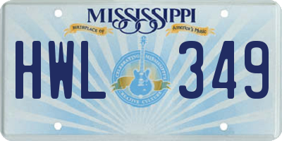 MS license plate HWL349