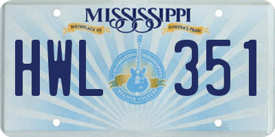 MS license plate HWL351