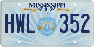 MS license plate HWL352