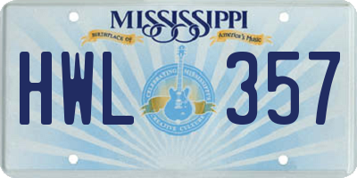 MS license plate HWL357