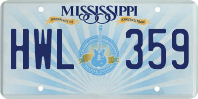 MS license plate HWL359