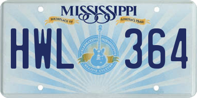 MS license plate HWL364
