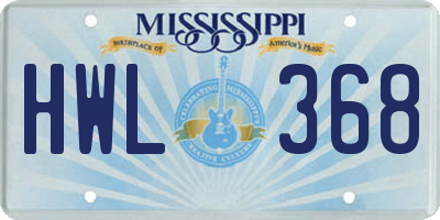 MS license plate HWL368